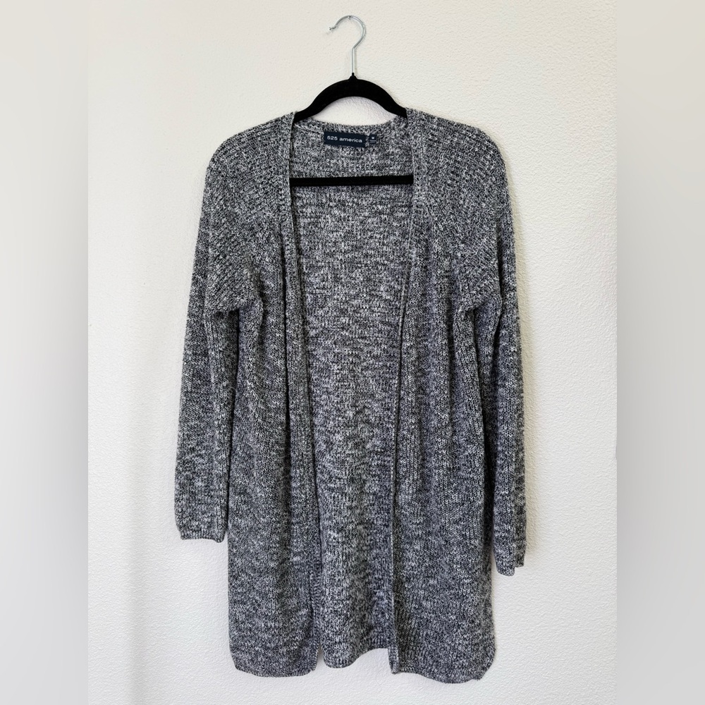 525 America Revolve Designer Gray Knit Open Long Cardigan Women’s Size Medium